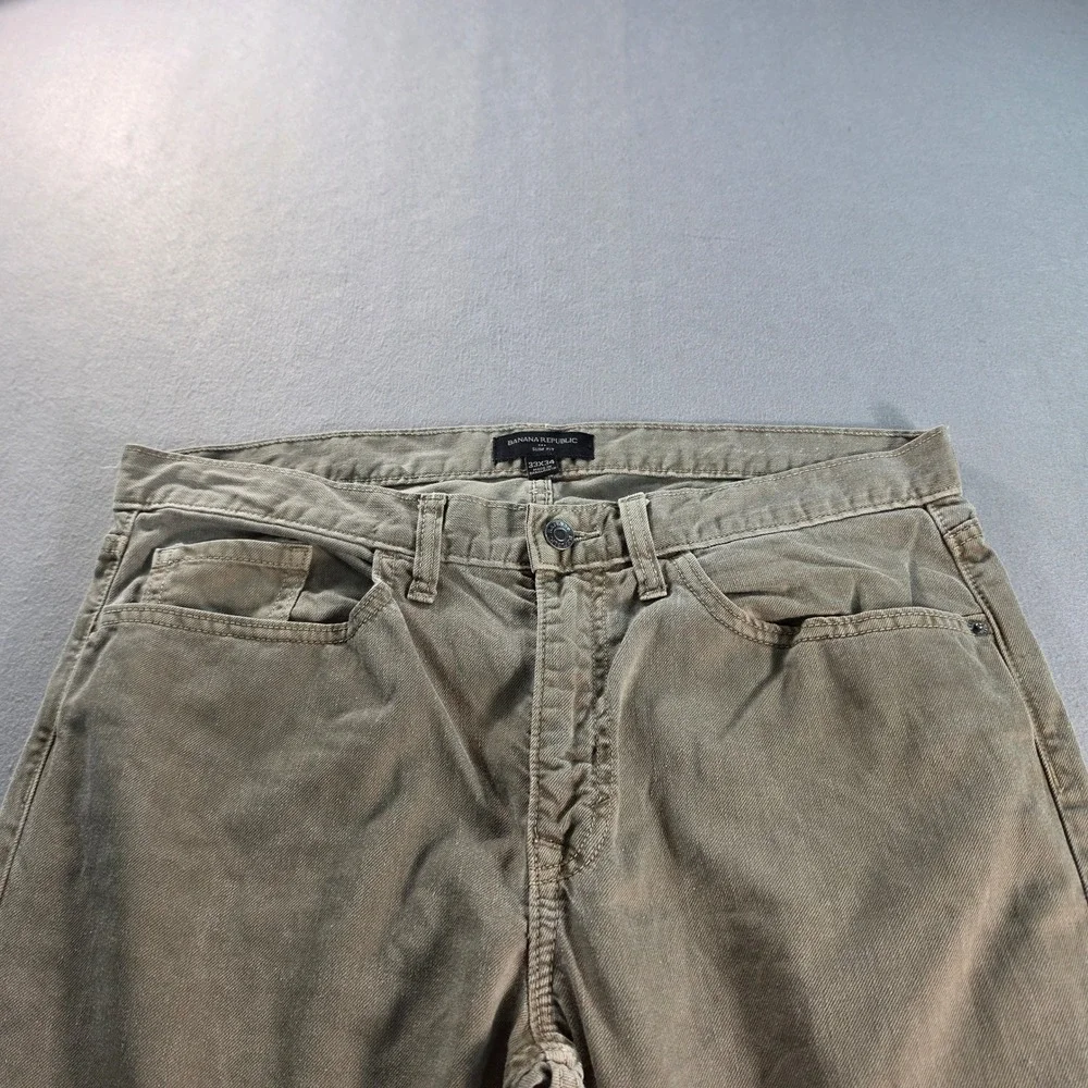 Banana Republic Slim Fit Pants Mens 33x34 Khaki Beige Cotton Chino Casual Preppy